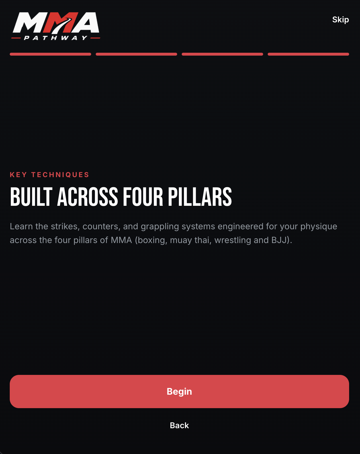 MMA Pathway — four pillars screen